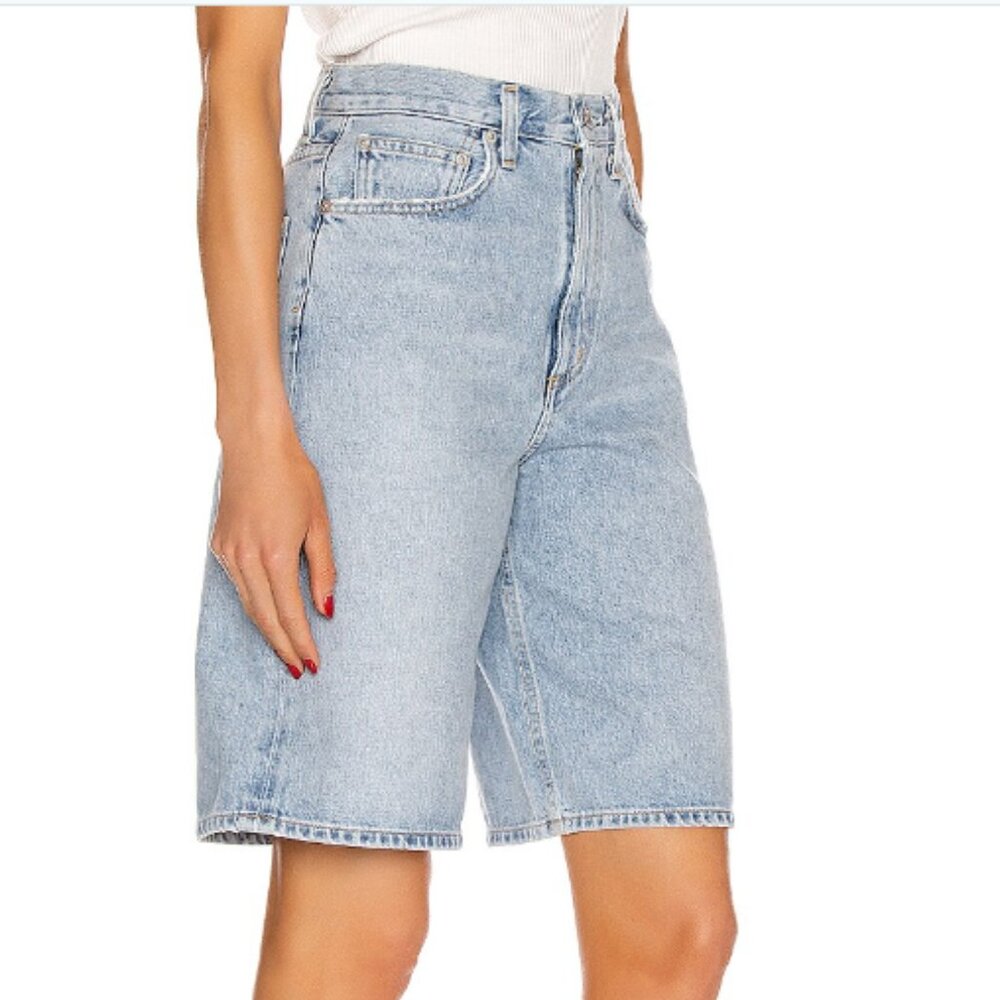 Agolde Lennox Culotte High Rise Denim Shorts Size 23 Casual Boho Blue Wave Jort - Picture 2 of 9